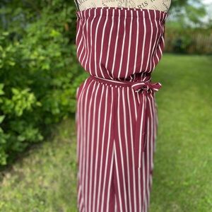 Tube top style wide leg romper